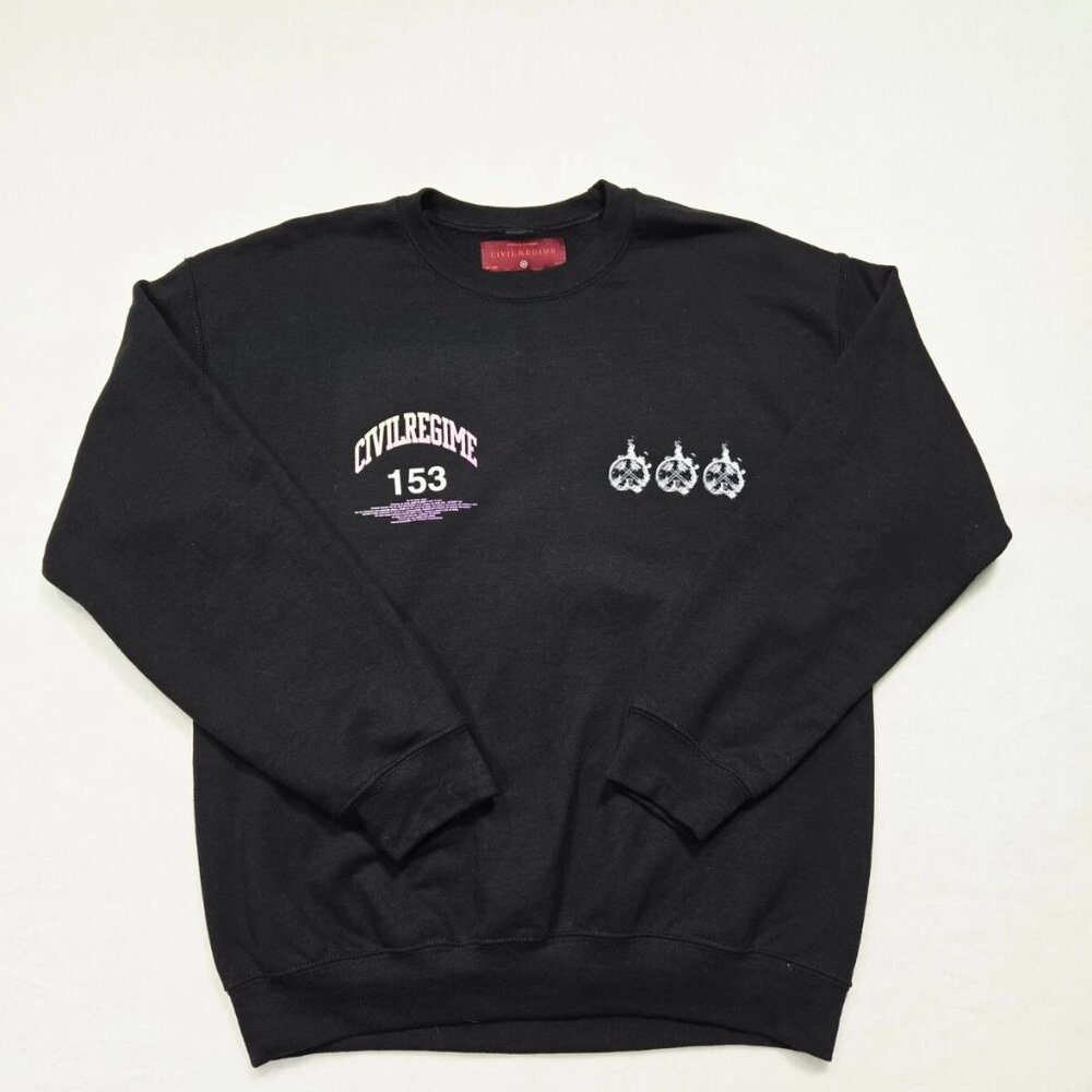 Civil Regime Sweatshirt Unisex Black Medium 206 Blooming Through‎ Chaos Crewneck